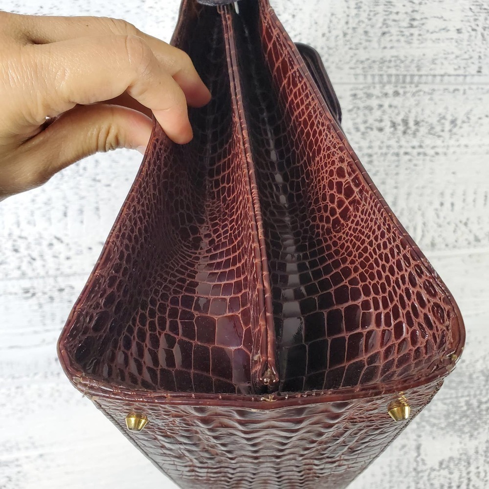 Italian Women Purse Ligator Piero Agustis Leather Tote Shoulder Bag 12" Tall - Picture 4 of 12